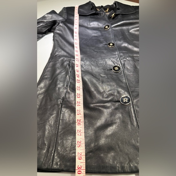 🥳🥳ST. JOHN Marie Grey Collection Leather Coat Jacket, Black - Picture 8 of 16